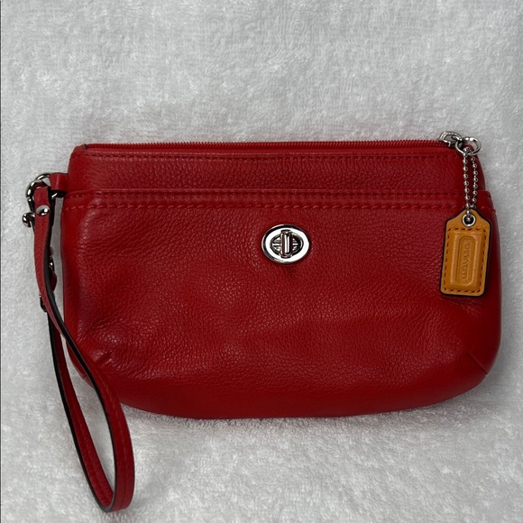 Coach Handbags - Coach Cherry Red Leather Wristlet